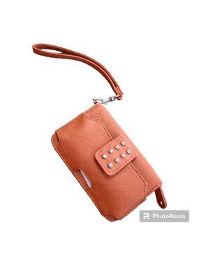 Faux Leather Wristlet Wallet with Zipper Closure